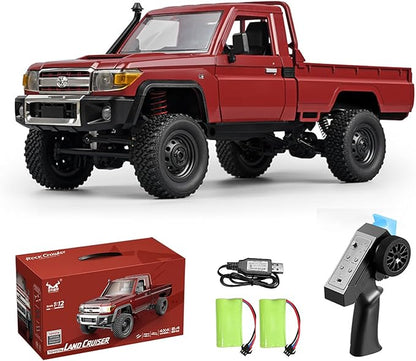 RC Truck 1/12 RC Rock Crawler MN-82 4x4 Off Road RC Pickup Truck 2.4GHz Proportional Throttle Steering All Terrain Remote Control Car RTR with Headlights and 2 Batteries for Adults (Red)