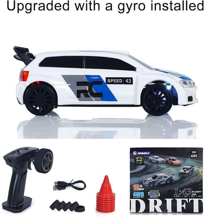TOUCAN RC HOBBY 2.4GHz Mini RC Drift Car 1/43 Racing Vehicles High Speed 4WD Ready to Go Mini Car Radio Battery Lights Model Gyroscope for Ages 14+