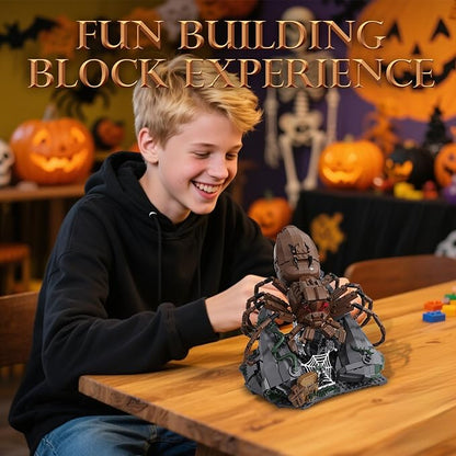 Spider Model Building Set for Adults Boys Girls Eight Eyed Spiders Animal Display Model Halloween Decor Insect Series Building Toy Creative Birthday Gifts (875 Pieces