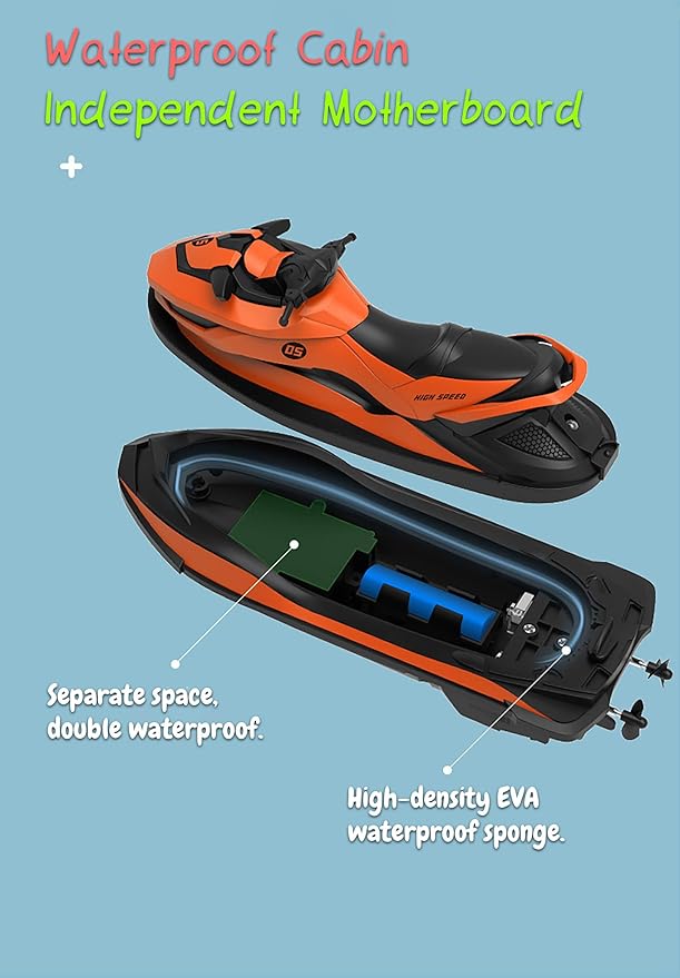 2.4 GHz RC Motorboat for Kids &amp Adults 10 km/h High-Speed Dual-Motor Electric Racing Jet Ski Toy 50 m Range 20 min Play Low-Battery Alarm Pool &amp Lake Ready (Green)