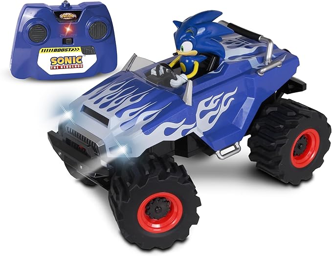NKOK RC Sonic Racing CrossWorlds Monster Truck Sonic Ready-to-Run 2.4GHz Remote Control Toy Turbo Boost Wheelie &amp Donut Action All-Terrain Off-Road Ages 6+ Fun Gift for Kids Toy Award Win