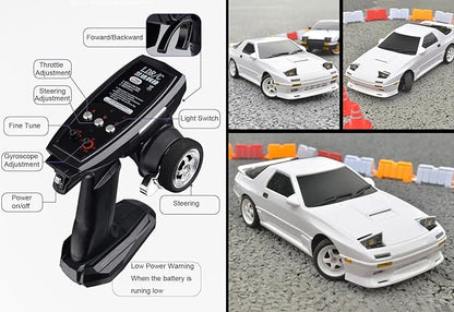 1/18 RC Drift Car with Gyro LDRC Drift Car RWD Hobby RC Car Drifting and Race with ESP Gyroscope Proportional Throttle Steering Metal Drive Shaft Independent Suspension Adult LD1802