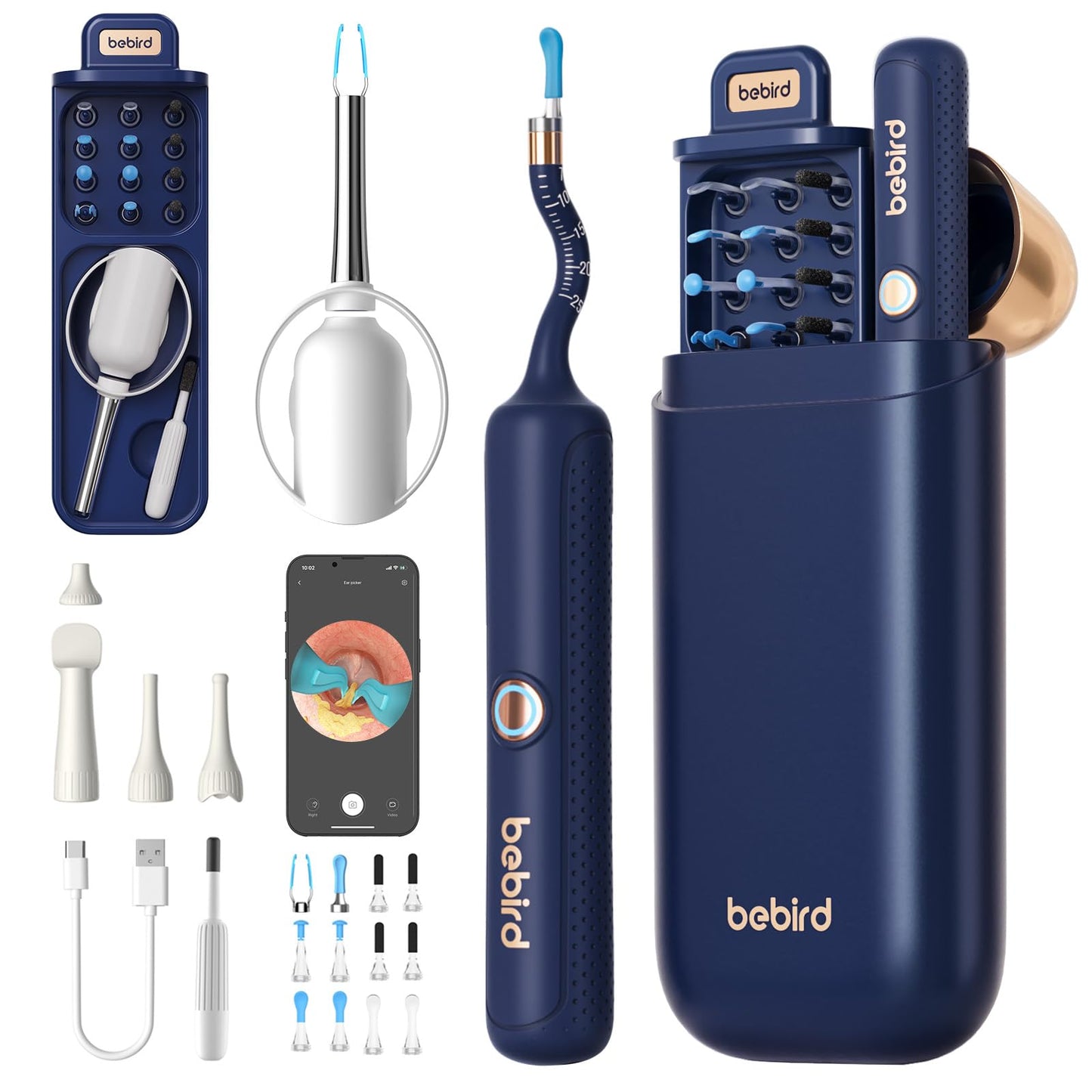 Bebird Earsight Plus R37R Ear Cleaning Camera Wax Removal Tool kit, Flexible Ear Scope Otoscope Camera Light, Visual Ear Picker Wireless Earwax Remover Tweezers for Adults & Kids