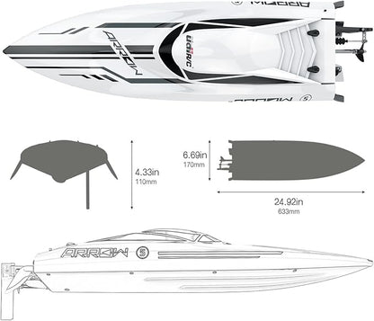 Cheerwing 25 RC Brushless 30 MPH High Speed Boat Large Racing Remote Control Boat for Adults