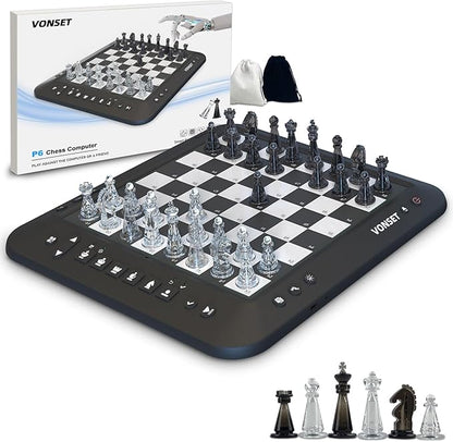 P6 Electronic Chess Board Chess Computer Talking Smart Chess Board Magnetic Electronic Chess Set with LED for Kids &amp Adults