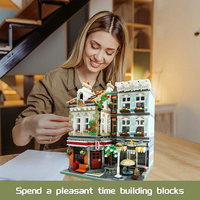 ZenithFlow Street View Building Blocks Kit Brick Square Mini Blocks Construction Toys European Architecture Model House Store Building Set Idea Gifts Home Decoration Collection for Adults 3299 PCS
