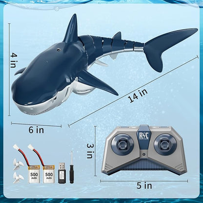 TEMI Remote Control Shark Toy for Kids Boys 3-5 Simulation RC Sharks with Light Water Spraying RC Boat for Lake Bathroom Pool Christmas Birthday Gifts for Aged 3 4 5 6 7 8 9 Girls Toddlers(Blue)