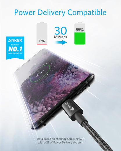 Anker USB C to USB C Cable, Type-C 60W Fast Charging Cable (6FT, 2Pack) for iPhone 16 Series, iPad mini 6 and More (Black)