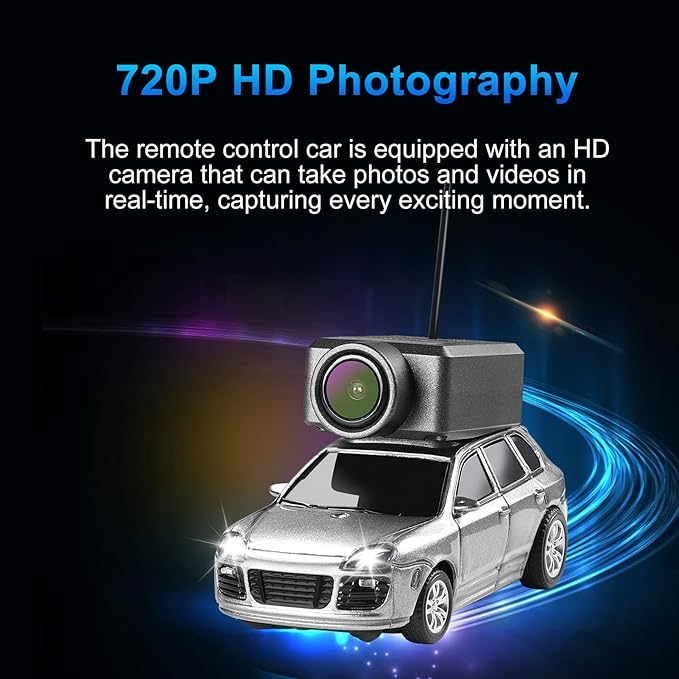 WLtoys Mini RC Car 1:64 Scale FPV RC Drift Car with 720P HD Camera 2.4GHz WiFi App Control with Gyro Mini Racing Toys for Teens and Adults(Sliver)