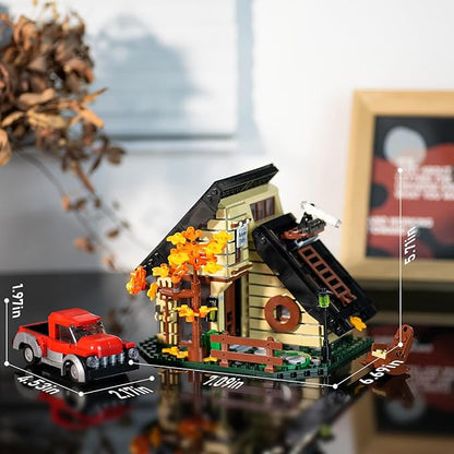 House Building Set Compatible with Lego for AdultsA Frame Cabin Toy for Architecture LoversGift for HalloweenChristmas Home Decor 696 pcs