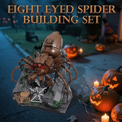 Spider Model Building Set for Adults Boys Girls Eight Eyed Spiders Animal Display Model Halloween Decor Insect Series Building Toy Creative Birthday Gifts (875 Pieces