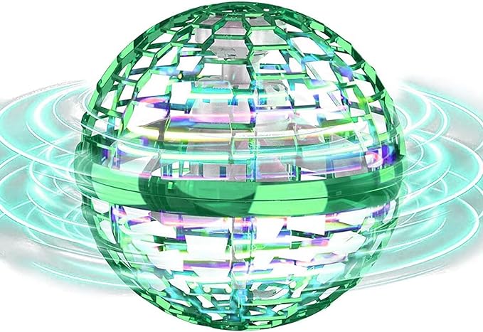 ATHLERIA Green Magic Flying Orb Ball with LightsCool Stuff Gadgets Christmas Birthday Gift Ideas for Boy Girl Teen 6 7 8 9 10+ YearIndoor Outside Hover Boomerang Mini Drones