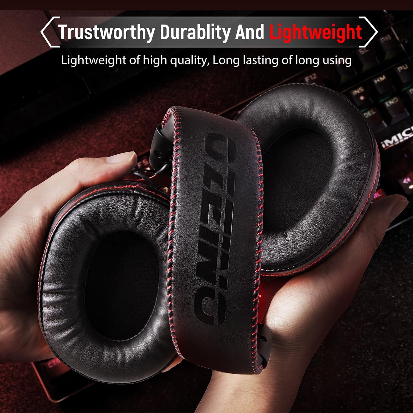 Ozeino Wireless Gaming Headset for Ps5 Ps4 PC Laptop Switch -2.4GHz Wireless Headphones with Detachable Noise Canceling Microphone 40H Playtime, Black