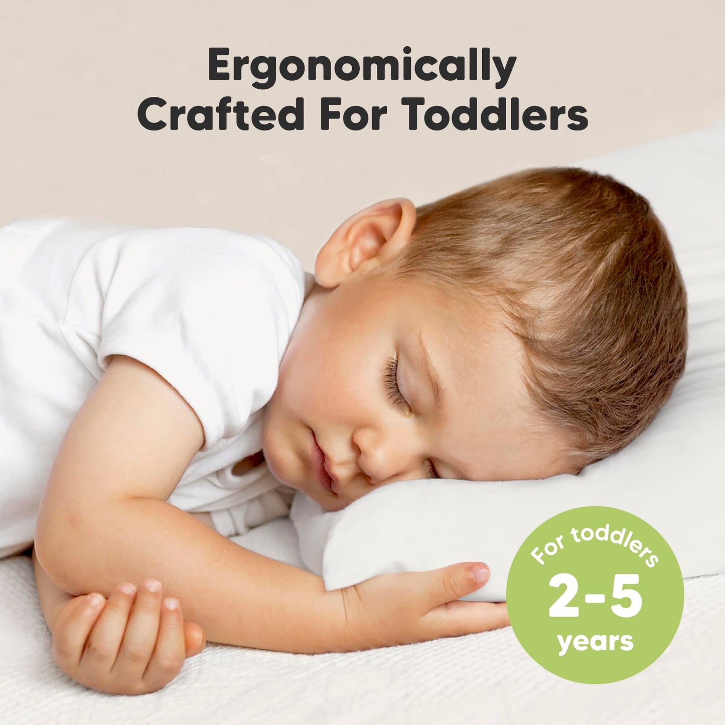 Toddler Pillow with Pillowcase - 13x18 My Little Dreamy Kids Travel Bed Pillows for Sleeping, Organic Cotton Small Pillowcase, Soft & Breathable, Machine Washable, Toddlers 2-5 Years Old (Soft White)