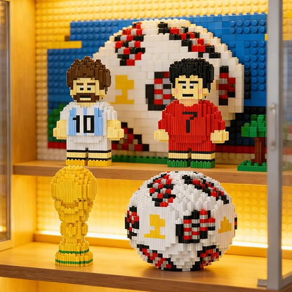 4 Sport Soccer Building Block Set 2 Famous International Soccer Star Figures Building Bricks Not Compatible with lego World Football Trophy Challenging STEM Decor Ideal Gift for Teen Adult(2986PCS)