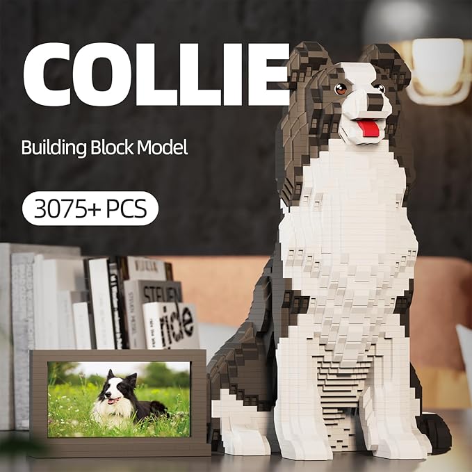 Animal Dog Adorable Pet Collie Building Block Set (3075 Pieces) - Secret Small Storage Box Inside! Ideal Toy for Dog Lovers Kids &amp Adults