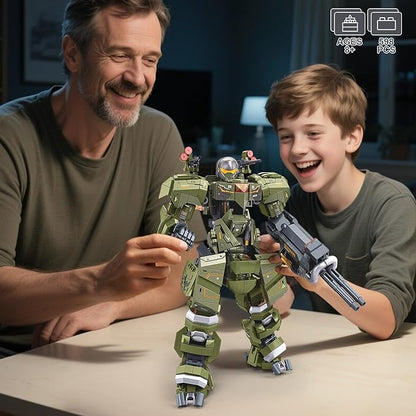 HIGH GODO Main Battle Mech Robot Transforming Building Blocks Set for AdultsCity Warrior Justice Hero Soldier Mech Model Building Kit Cool Creative Robots Toys Gift for Teens 598 Pieces