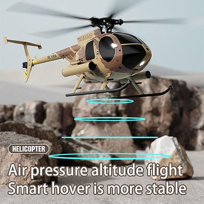 Large 335mm MD500 C189 Brushless Remote Control Helicopter Add Optical Flow Positioning RC Heli Aircraft 1/28 Scale Full-Function Excellent Control Aerobatics System US Military RTF Black 1-Battery