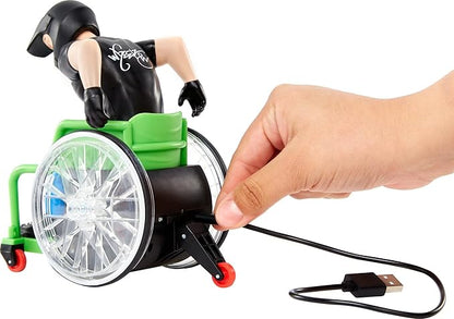Hot Wheels RC Aaron Wheelz Wheelie Chair Remote-Control Wheelchair with Motocross Aaron Wheelz Fotheringham Figure