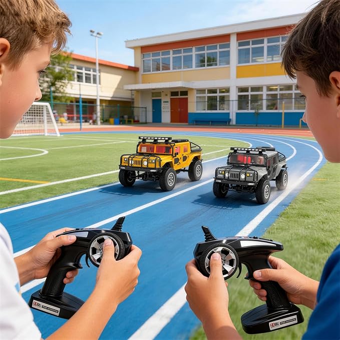 1:12 RC Car Toy 4WD 2.4GHz Remote Control Off-Road Crawler Vehicle IPX4 Waterproof 13MPH Full Metal Chassis with LED Lights Rechargeable Batteries for Adults Kids 8+ (Yellow)