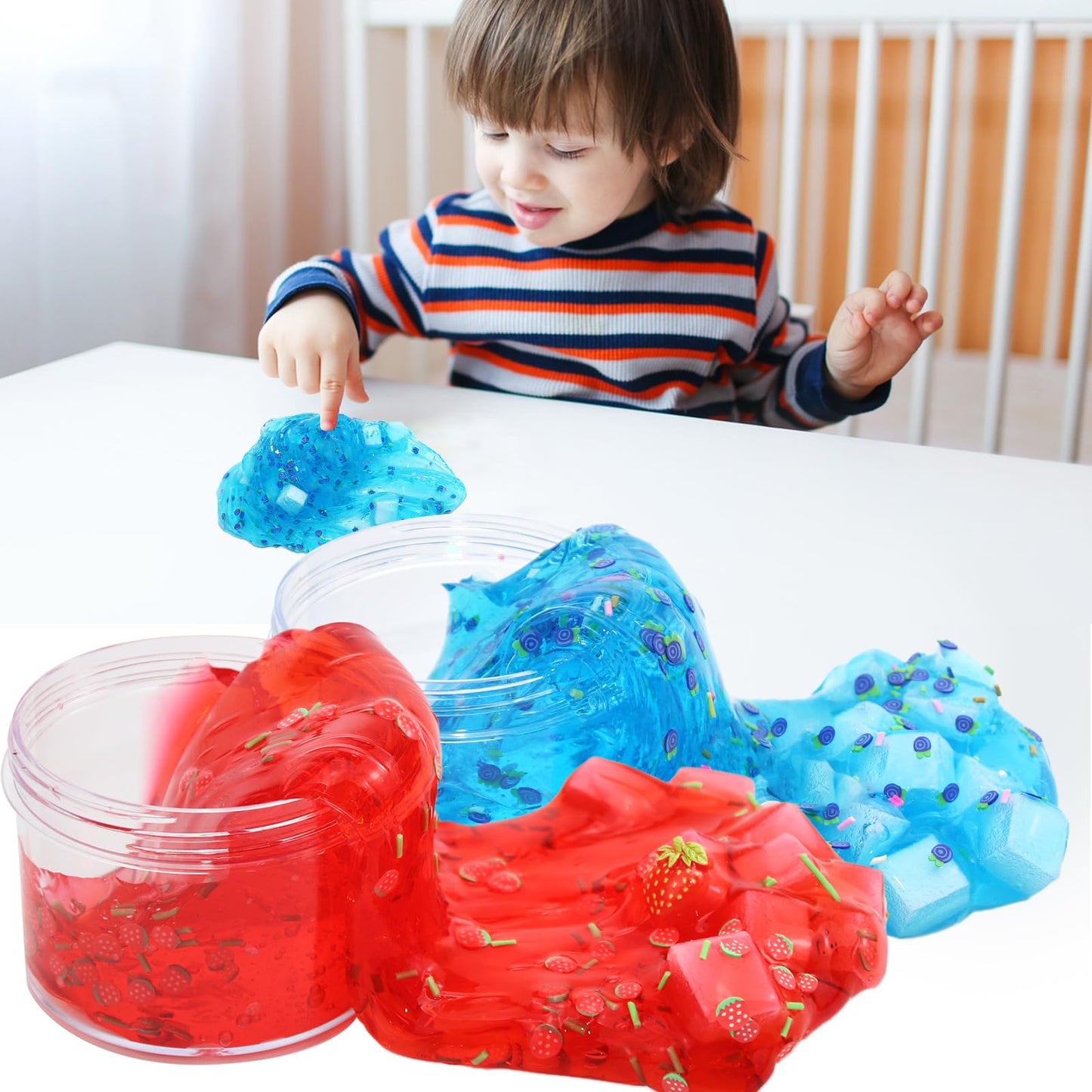 UIVIEHIR Jelly Cube Clear Slime Kit 8 Pack for Kids, Crunchy Slime, Stress Relief Toy, Party Favors for Girl Boys 6 7 8 9 10 11 12