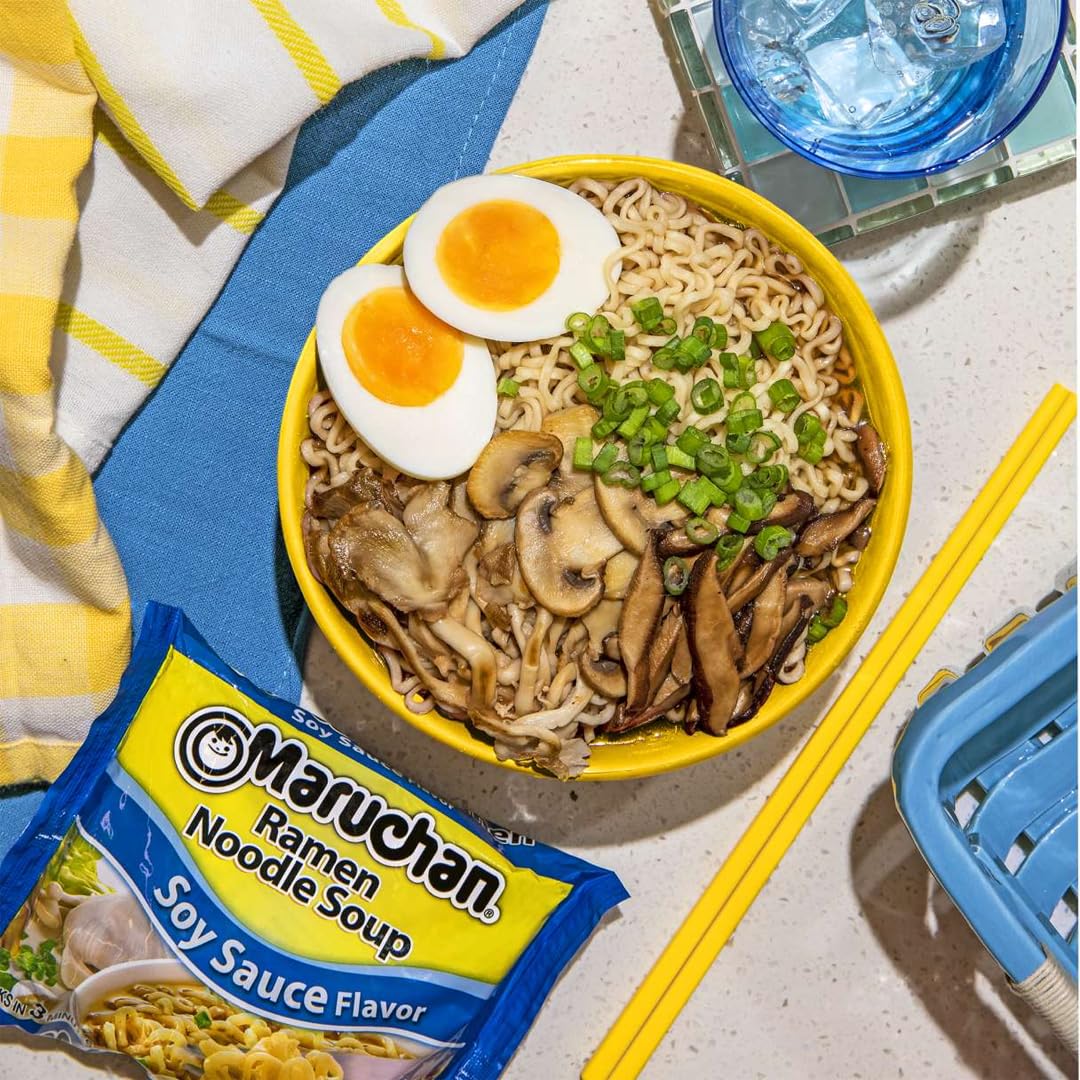 Maruchan Ramen Soy Sauce, Instant Ramen Noodles, Ready to Eat Meals, 3 Oz, 24 Count