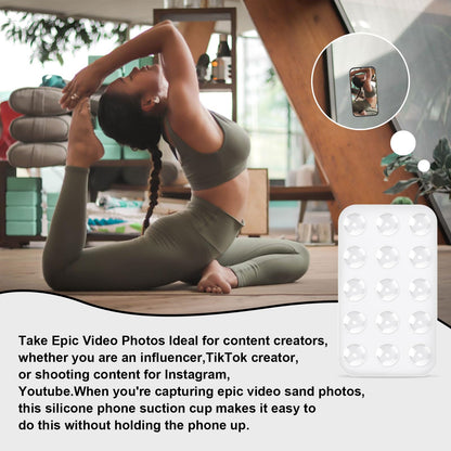 Silicone Suction Cup Phone Holders - Double Sided Suction Mount for Car, Rectangle Phone Mount for Mobile Phones (White)