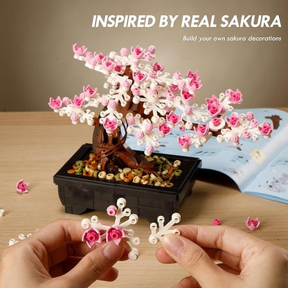Vamuss 3-In-1Le-go Bonsai Tree Building SetCherry Blossom Tree Building SetDIY Plant Model Botanical Collection Design Kit for AdultsCreative Gift for Home Décor and Office Art