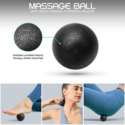 Foam Roller High Density Foam Roller Set for Deep Tissue Muscle Massage, 18" Trigger Point Fitness Exercise Massage Roller, Self-Myofascial Release for Whole Body (Black-18(2 in 1))