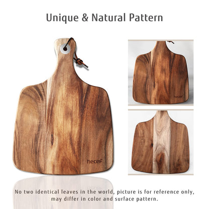 hecef Cheese Board set of 3,a Acacia Wood Cheese Plate, a Knife, a Fork, Charcuterie Board Platter Slate Serving Set(Cheese board with 2 knives)