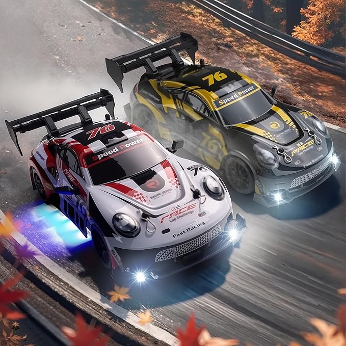 RC Drift Car 1:24 Scale Remote Control Vehicle for Kids2.4GHz 20KM/H 4WD High Speed RC Cars with LED Light Two Batteries &amp Drifting Tires Racing Sport Toy Cars for Adults Boys Girls Kids 8603OG