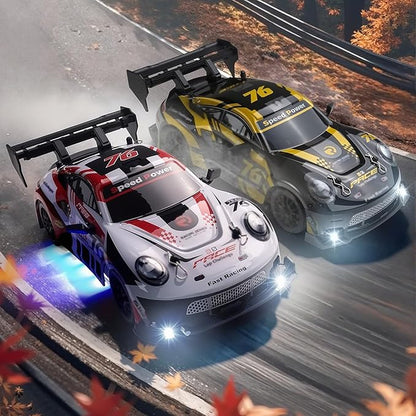 RC Drift Car 1:24 Scale Remote Control Vehicle for Kids2.4GHz 20KM/H 4WD High Speed RC Cars with LED Light Two Batteries &amp Drifting Tires Racing Sport Toy Cars for Adults Boys Girls Kids 8606RD