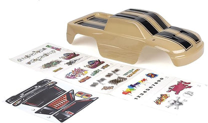 SummitLink Custom Body Compatible for 1/10 Scale RC Car or Truck (Truck not Included) (Sand Color Racing Stripes)