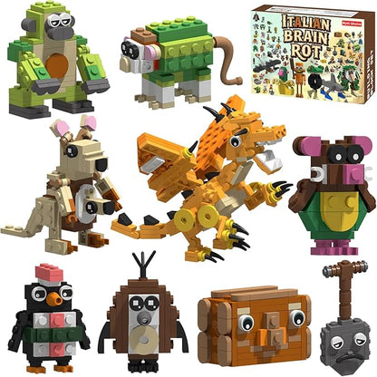 Italian Brain Rot Unique Cartoon Characters Building Blocks 9 in 1 Educational &amp Entertaining Gift Idea for Kids Teens &amp Adults