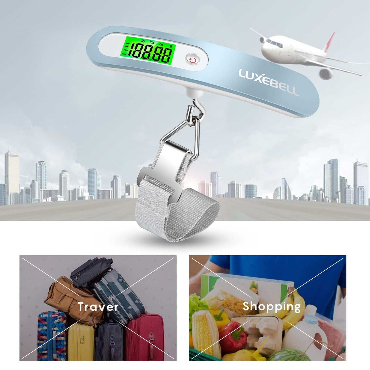 Digital Luggage Scale Vacation Travel Essentials Accessories Gifts for Traveler Portable Suitcase Handheld Weight Scale 110 lbs Hanging Baggage Travel Must Haves