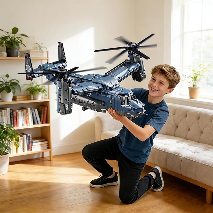 Military Helicopter Building Kit Fighter Jet V-22 Osprey Airplane Sets -1486 PCS Army Rescue Aircraft Model Toys Birthday Gifts for Adults Men Teens Boys 8-12 14+