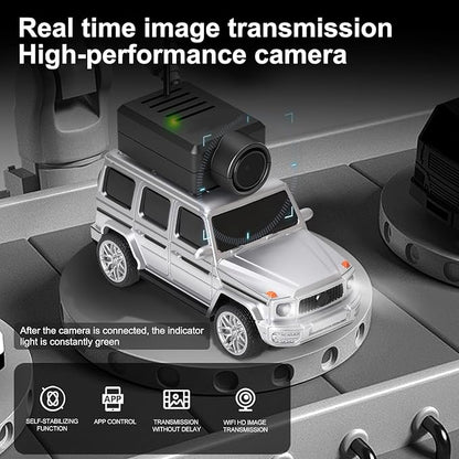 WLtoys Mini RC Car 1:64 Scale FPV RC Drift Car with 720P HD Camera WiFi App Control with Gyro First Person Perspective Mini Racing Toys for Teens and Adults(Sliver)