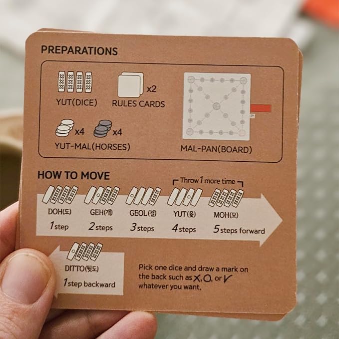 Giftable YUTNORI(Portable Board Game) Traditional Korean Party Game (with Unique Dice) Korean Folk Game YUNNORI 2~4Teams 15min Strategy &amp Luck Fast Pace Mini Board Game