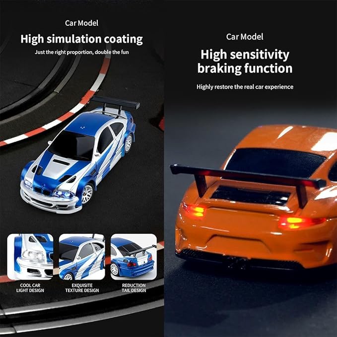 TOUCAN RC HOBBY Remote Control Mini Drift Car 1:43 Race Car Toy Radio Lights Traffic Safety Cone Without a Gyro SilverUS in Stock