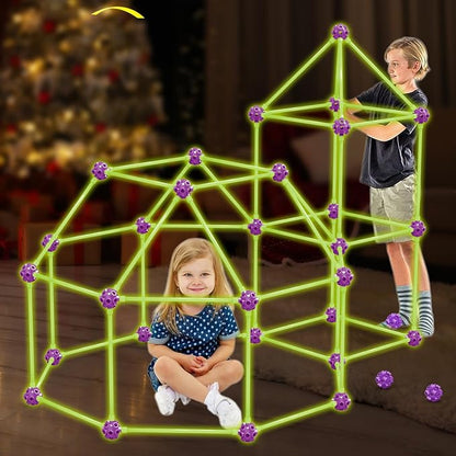 SpringFlower 100 PCS Glow in The Dark Fort Building Kit for KidsEducational Gift for 3 4 5 6 7 8 9 10 11 12 Years Old Boys and GirlsSTEM Construction Toys