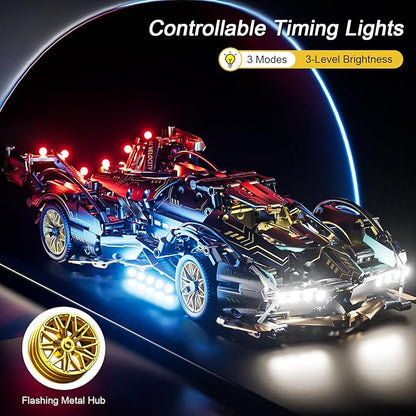 Sport Car Building Block Sets for AdultsRace Car with LED Lights Collectible 1:14 Model Scale Engineering Toy Birthday for Men Teens Boys 8+ 8-12 12-16 12 13 14