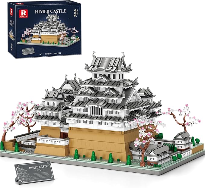 Reobrix Japanese Himeji Castle Building Block Sets for Adults 55017 1:127 Japanese Architecture Model Large Landmark Building Set Home Office Decoration Gift for Adults (7105PCS)