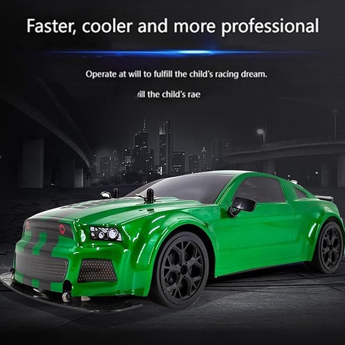 RC Drift Car 1:14 4WD 30KM/H High Speed RC Racing Car 2.4GHz Electric Sport Drifting Car with LED Lights 2 Batteries Drift &amp Race Tires for Adults (Green)