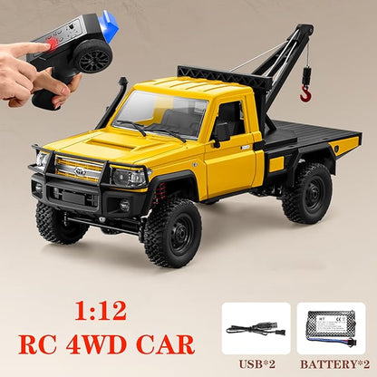 MN82T 1/12 Scale RC Rock Crawler Remote Control Truck Toyota Pickup Truck 2.4GHz 4WD Off-Road Crane Rescue Vehicle All-Terrain Crawler for Adults Kids Indoor Outdoor (whth Gift)