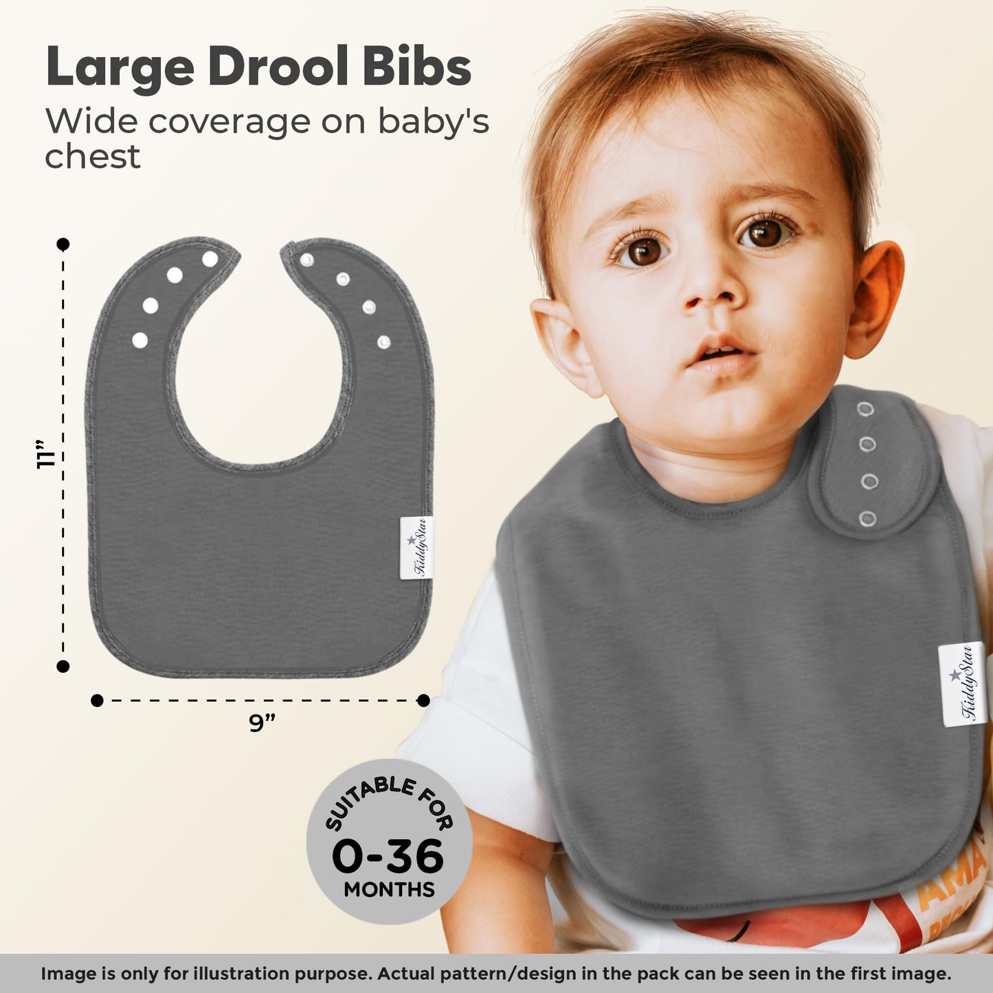 KiddyStar Premium Drool Bibs – Organic Cotton, 2 Layers, Absorbent, Adjustable, Soft Bandana Bibs for Toddlers