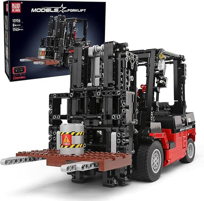 Mould King 13106 Forklift Truck Building Block Kit MOC Remote Control Heavy-Duty Shelf Lifted Truck Model Toy Gift Toys for Kids Age 8+/ Adult (1719 Pieces)