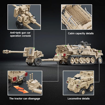 WWII Military Vehicle Opel Blitz Truck &amp Armored Halftrack Building Toy Compatible with Lego Military Set Great Gifts for Adults &amp Kids Age 8+ (994PCS)