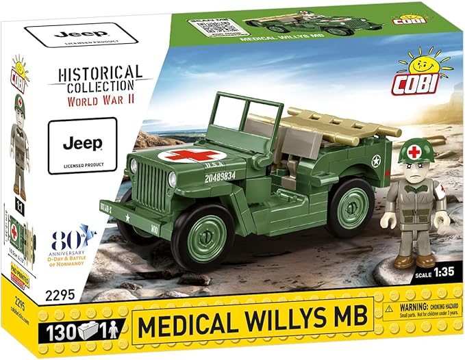 COBI Historical Collection WWII Jeep Willys MB Medical Vehicle Building Set 130 Pieces