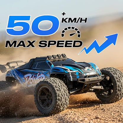 1:8 All Terrain Off Road RC Car 50KM/H Racing Drifting Climbing Monster Truck 2.4Ghz Remote Control LED Lights 2 Rechargeable 2600mAh Batteries Birthday