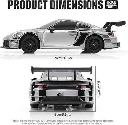 RC Drift Car 1:24 4WD Remote Control Cars Vehicle with LED Light2.4GHz 20KM/H High Speed RC Cars with Two Batteries &amp Drifting Tires Racing Sport Toy for Adults Boys Girls Kids Silve